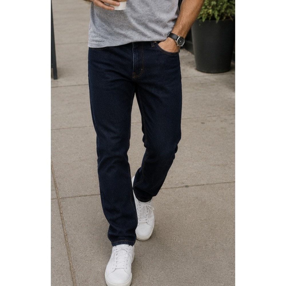 Mott & Bow Men Dark Wash Straight Leg Denim Jeans 34x34 Modern Classic Timeless